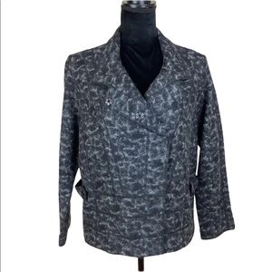 OLSEN WOOL BLEND ANIMAL PRINT BIKER JACKET